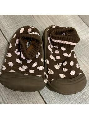 Stride Rite Brown Polka Dot Soft Sole Baby Booties